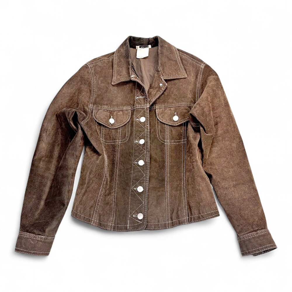 Zebra Leather Women's Brown Suede Snap Jacket Size M